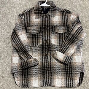 Windsor Plaid Shirt Jacket in Brown and Black